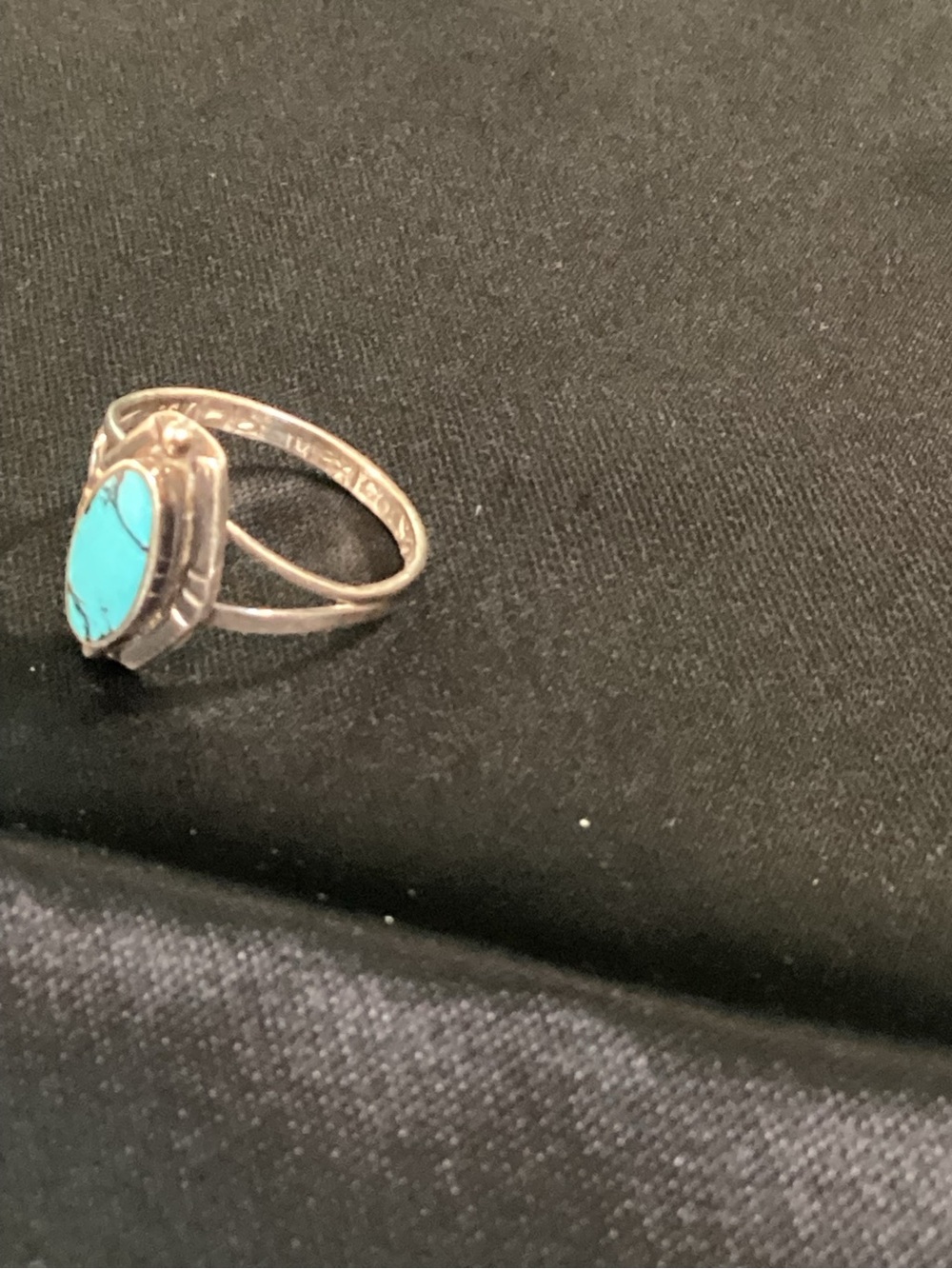 VTG Navajo Signed 925/Genuine Turquoise Ring.circa 1970s authentic Mexico Stamp - Picture 5 of 7